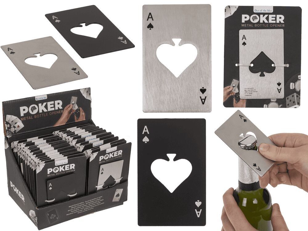 metal bottle opener, poker,