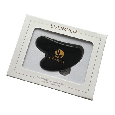 Lulimylia – Gua Sha Box aus schwarzem Obsidianstein, herzhebend | Entzündungshemmendes Gesicht für reife Haut | BSCI-, ISO9001-, CPSIA-Etiketten