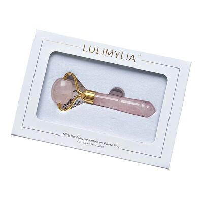 Lulimylia - Mini Rodillo de Jade en Cuarzo Rosa | Tratamiento Facial Antiedad y Antiarrugas | Certificación BSCI, ISO9001, CPSIA