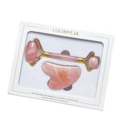 Best Seller - Lulimylia - Beauty Duo Rodillo de jade y piedra de cuarzo rosa Gua Sha | Antiarrugas y Antienvejecimiento | Etiquetas BSCI, ISO9001, CPSIA