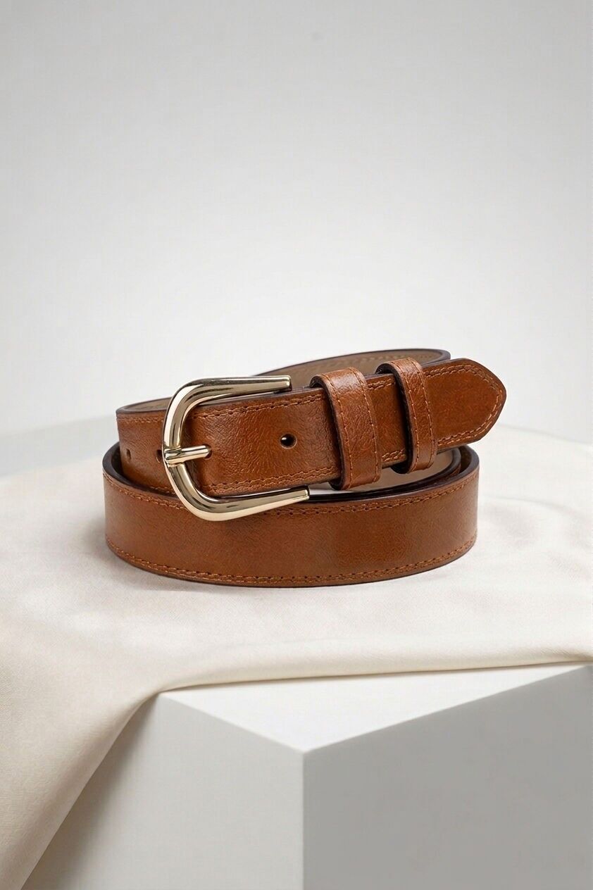 Damengürtel aus Spaltleder vom Rind, 3 cm breit, REF1004 CAMEL
