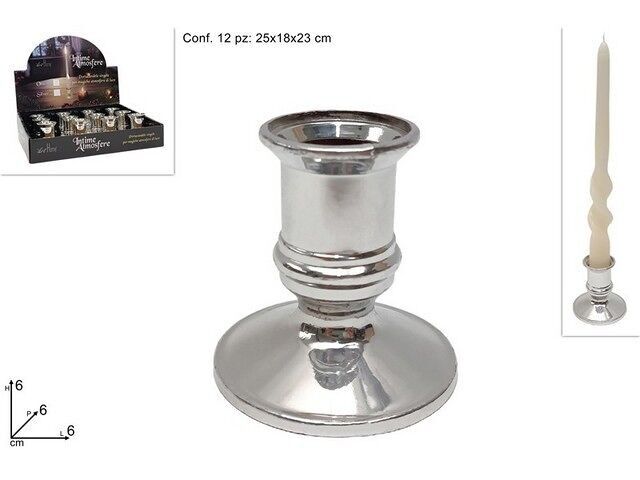 Expo' 12 Pcs.Plastic Candle Holder – Silver Color