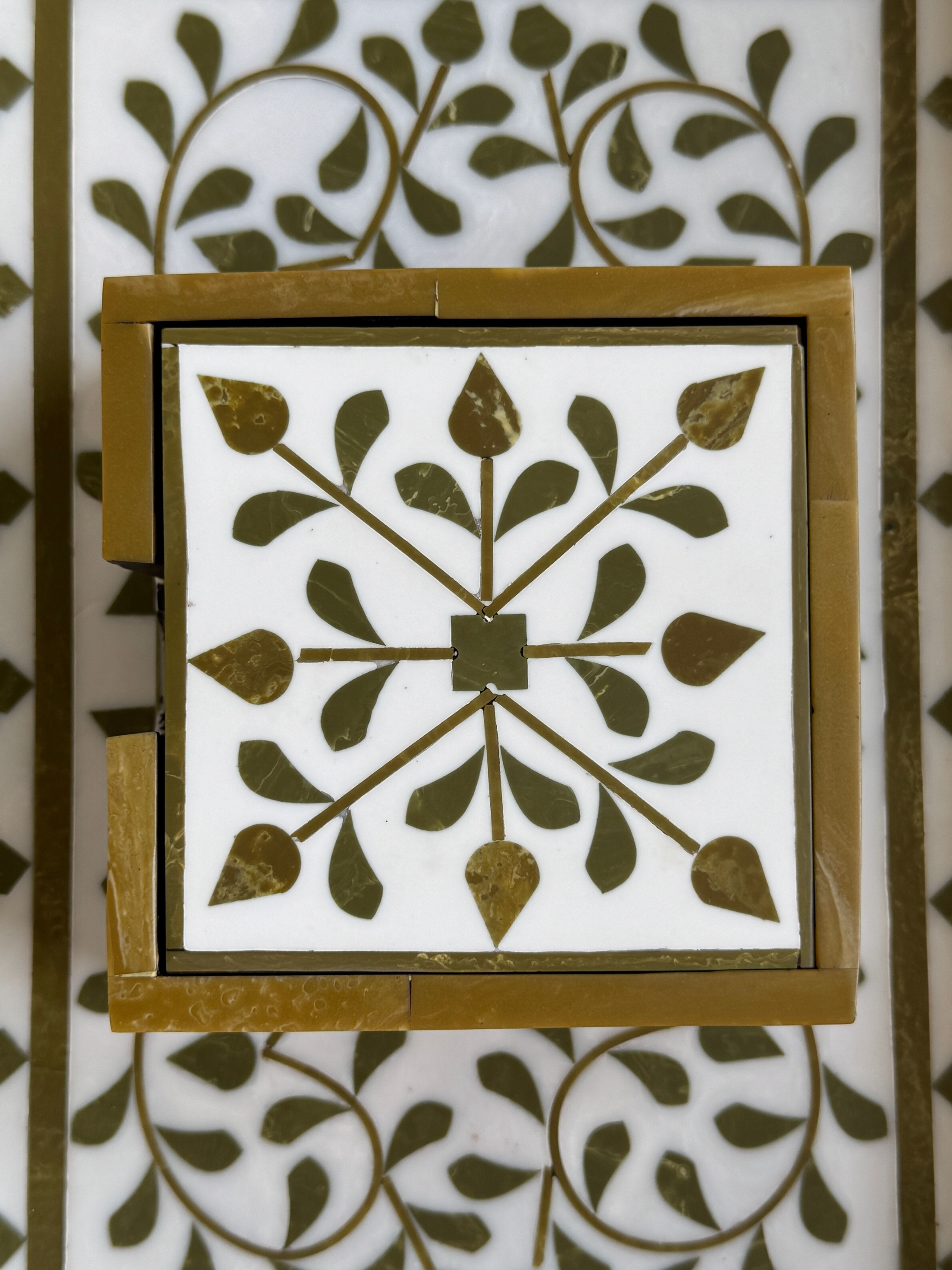 Heritage Set of 6 Inlay Coasters with Case (10 X 10 cm)