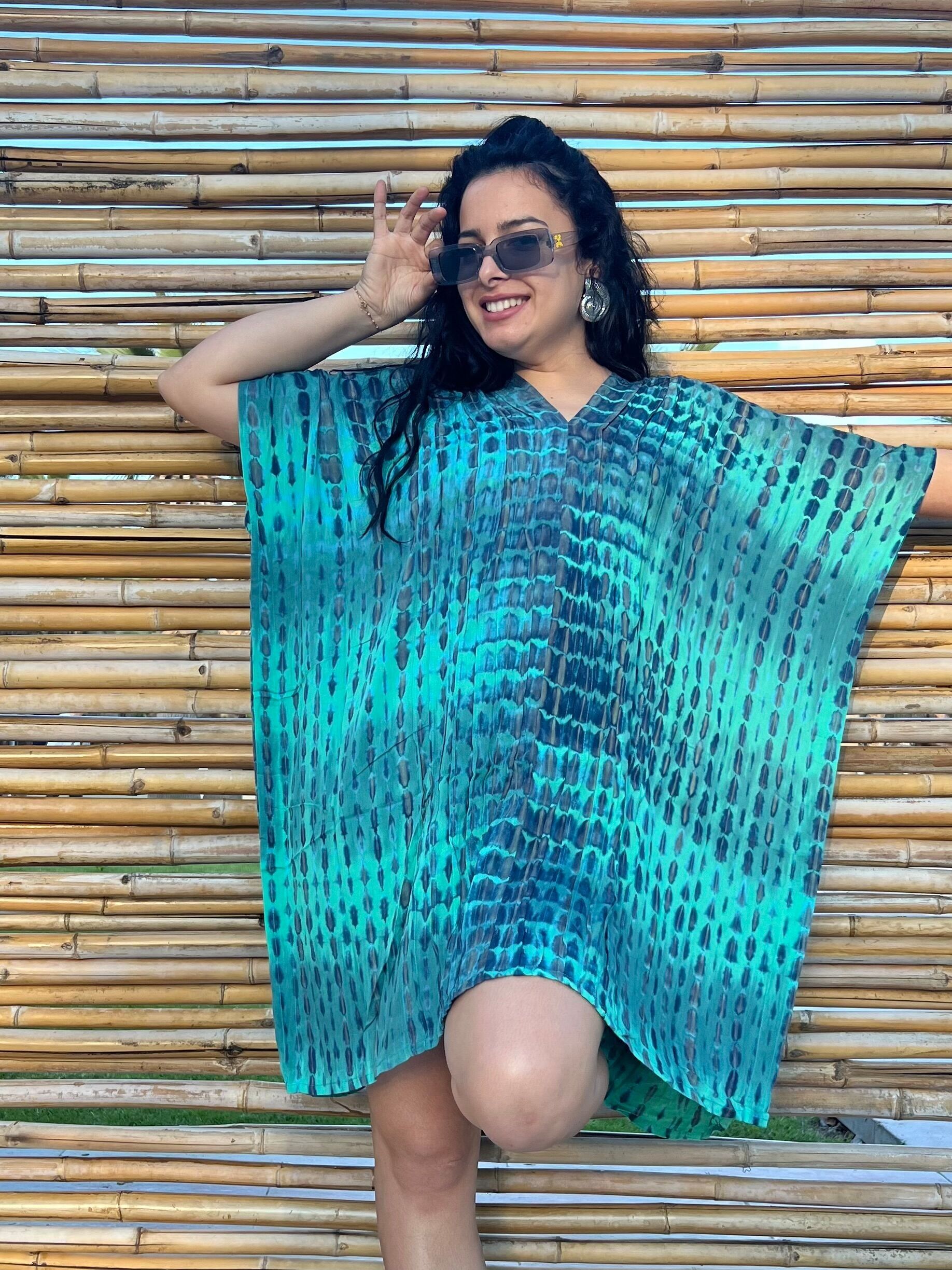Kurzer Batik-Kaftan aus hochwertiger Viskose, 10er-Packung