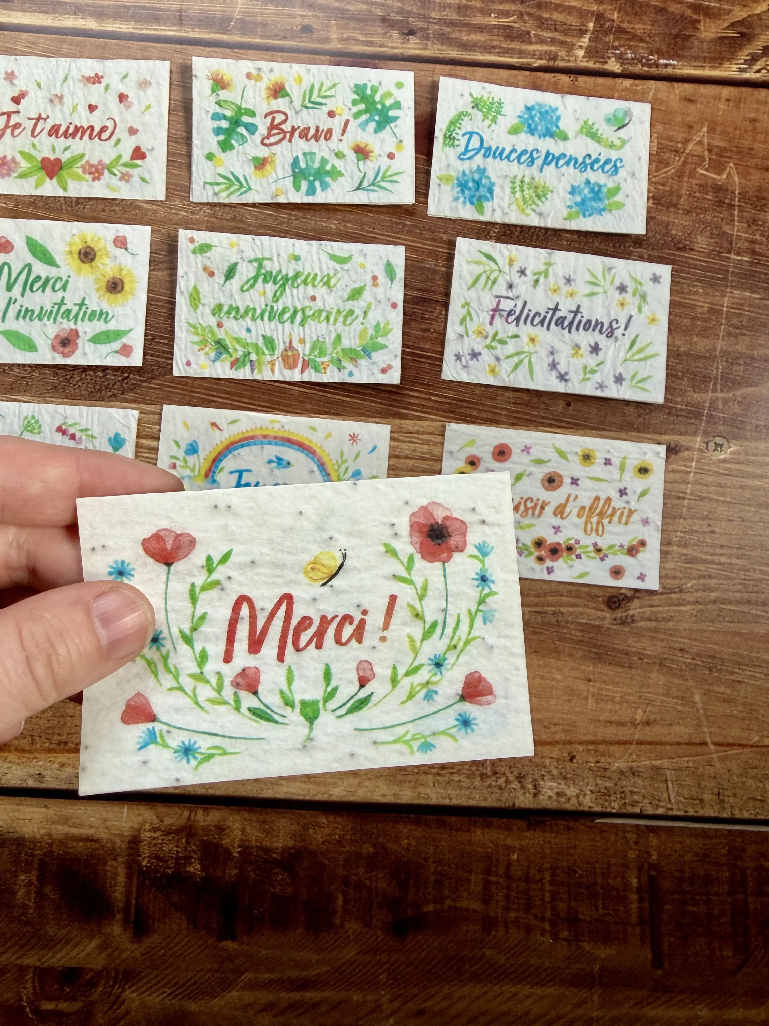 20 minis cartes à planter aquarelle pour fleuristes et cavistes 8,4 x 5,4 cm (2 par modèle)