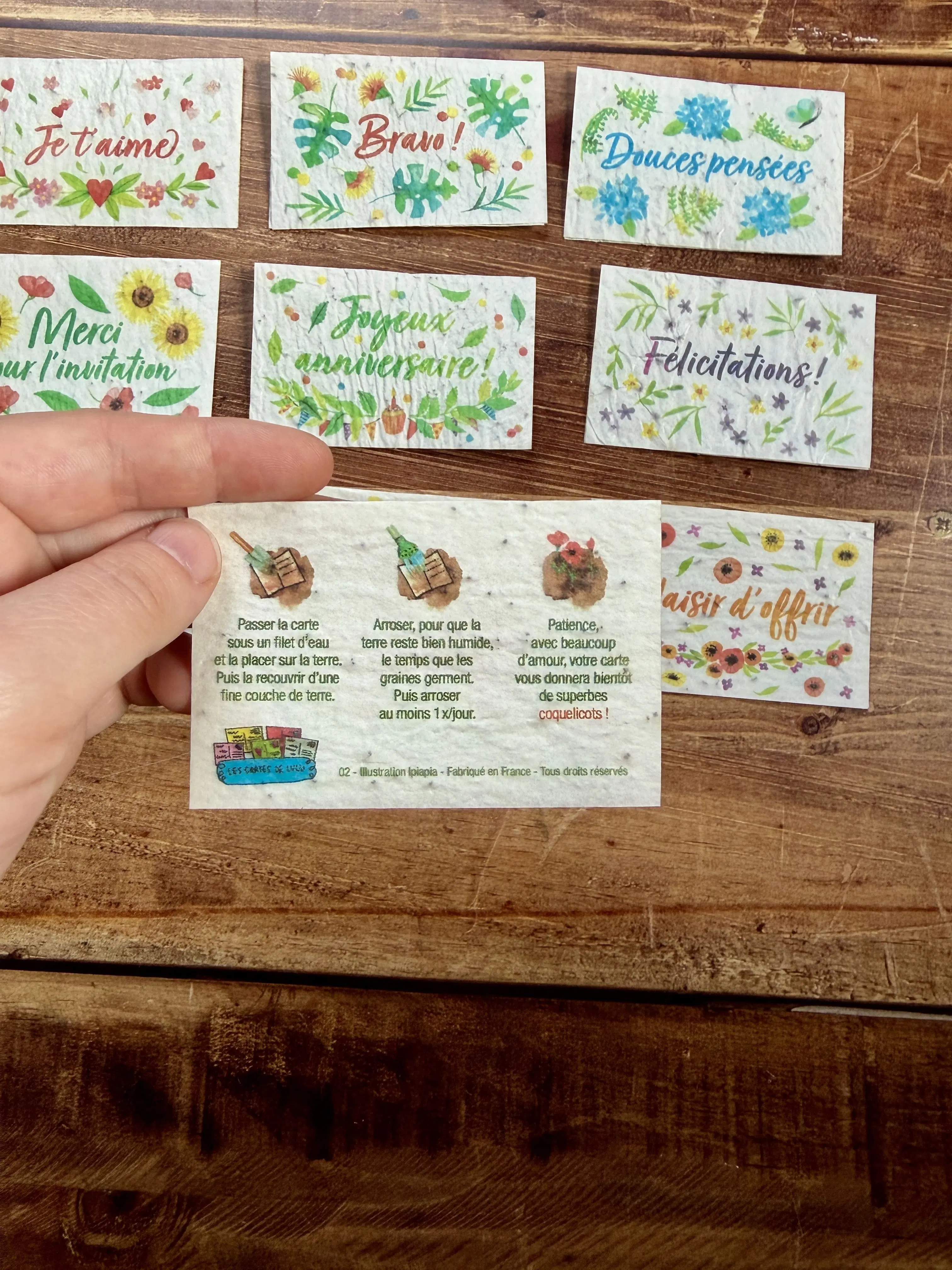 20 minis cartes à planter aquarelle pour fleuristes et cavistes 8,4 x 5,4 cm (2 par modèle)