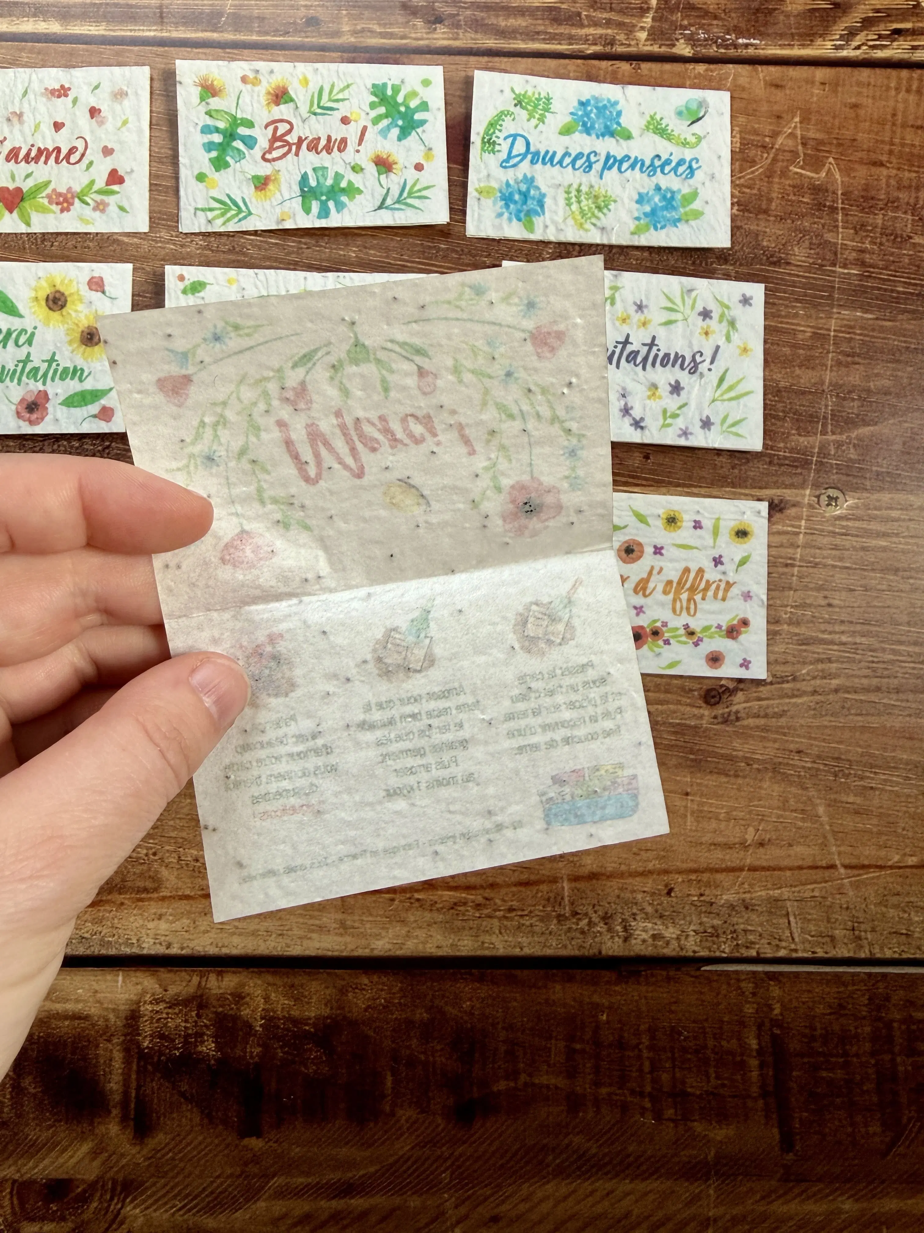 20 minis cartes à planter aquarelle pour fleuristes et cavistes 8,4 x 5,4 cm (2 par modèle)