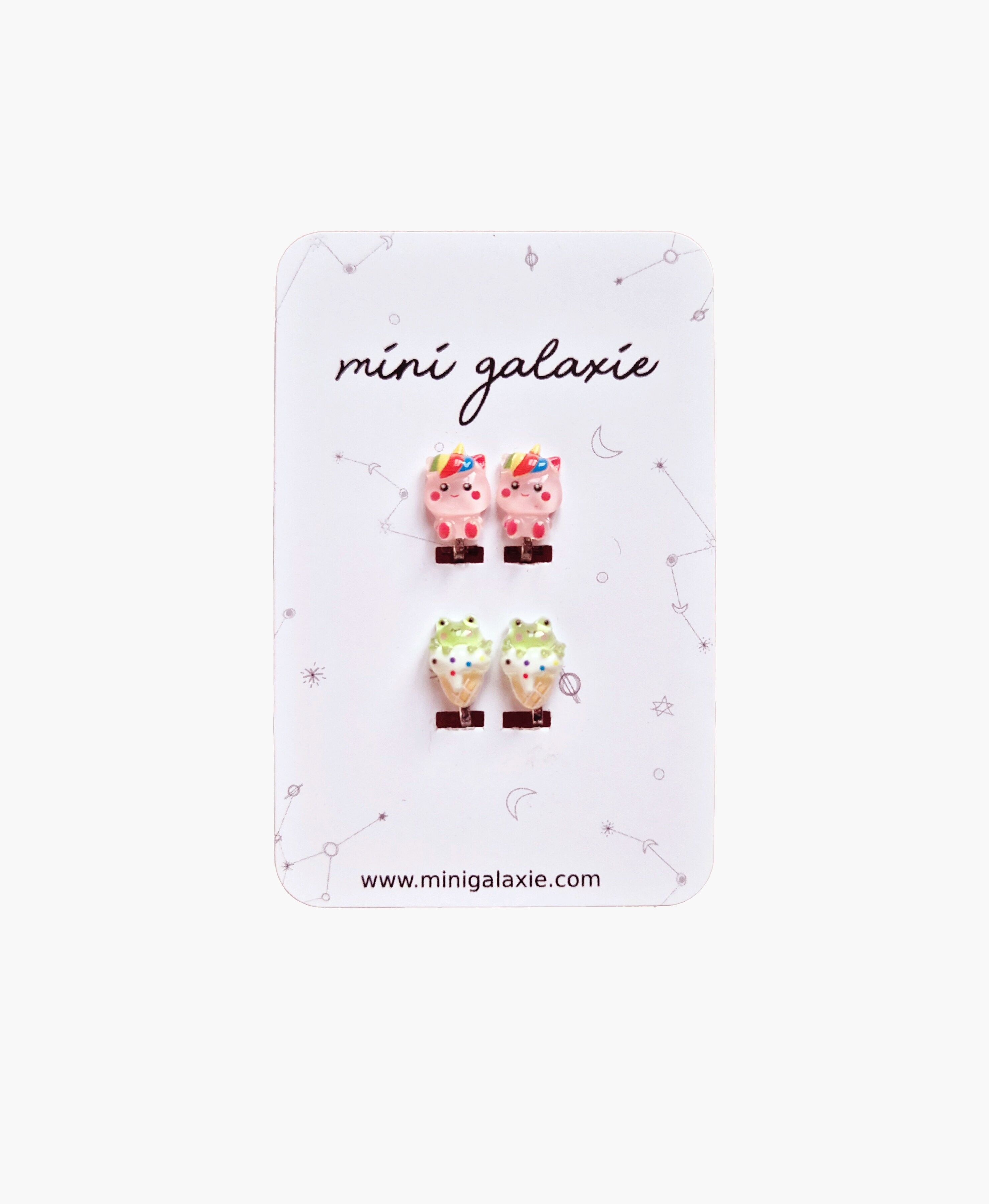 Children's clip-on earrings - Unicorns and ice cream animals 🦄 (random design)