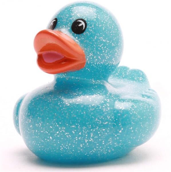 Glitter squeaky duck - blue - rubber duck