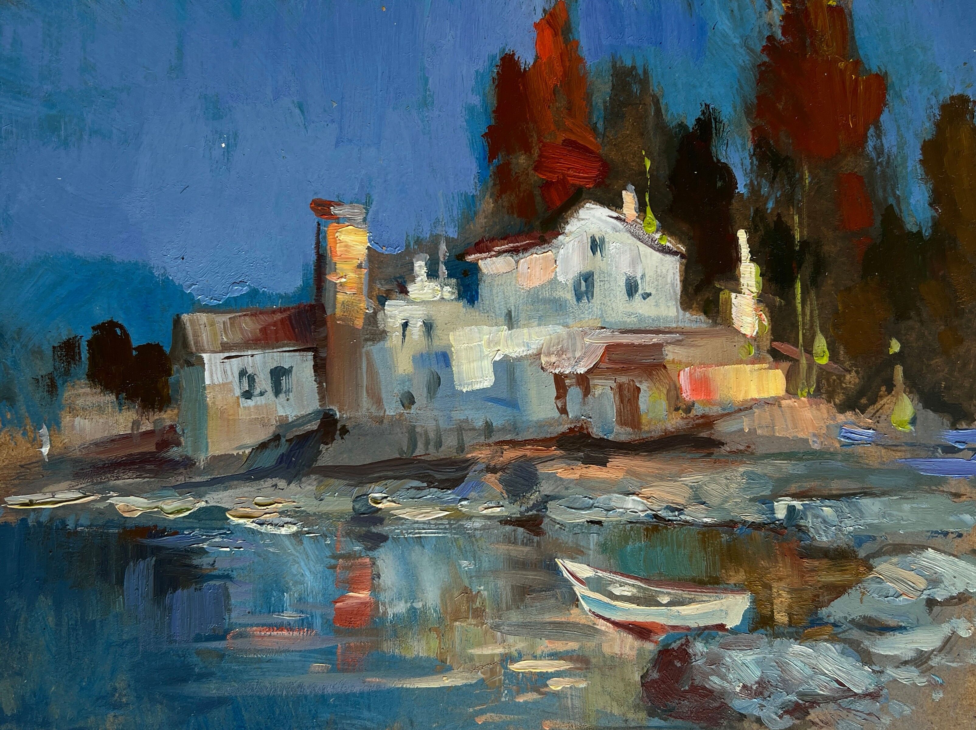 Pintura al óleo Paz costera Yuriy Suprunchuk 15x20cm