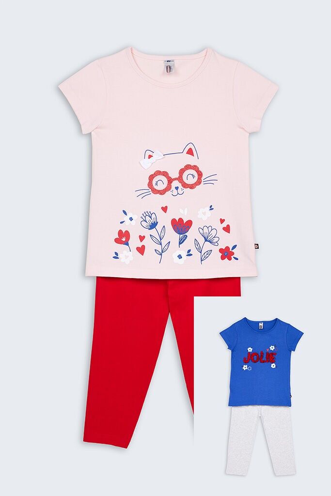 Pigiama bicolore da bambina in due pezzi - DODO - rif. BF.PAPAVERO.PCO