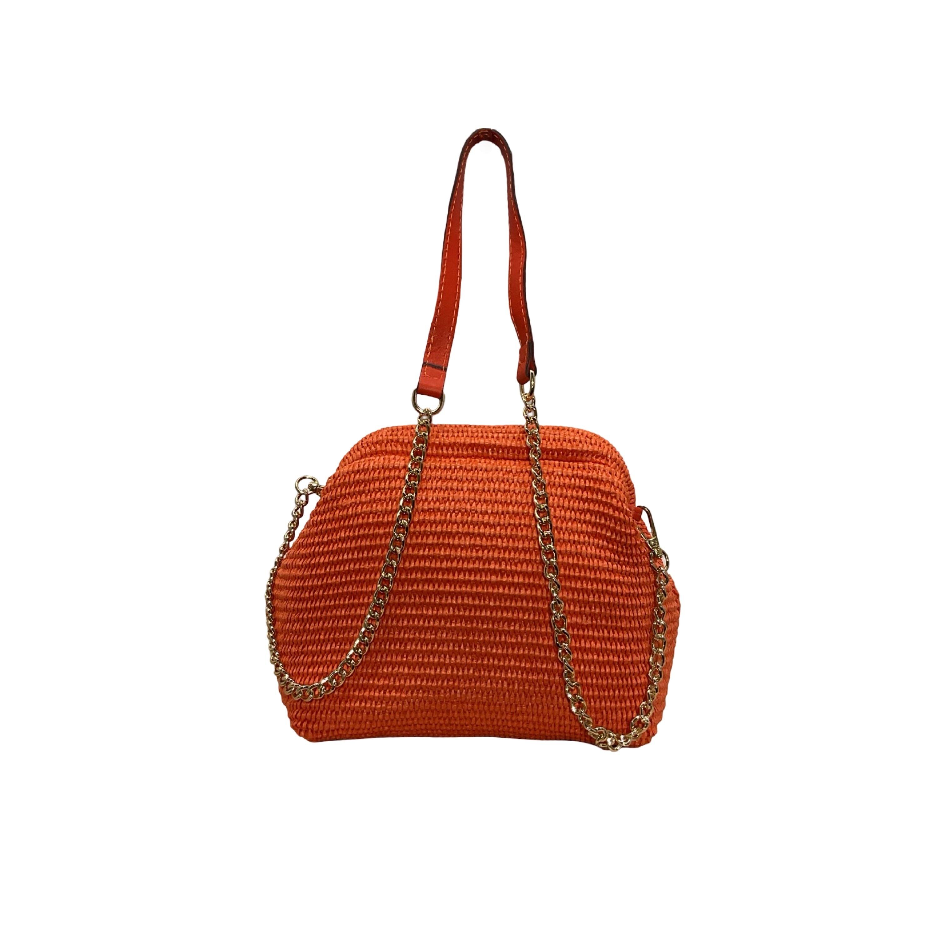 Raffia leather bag with Laure clasp