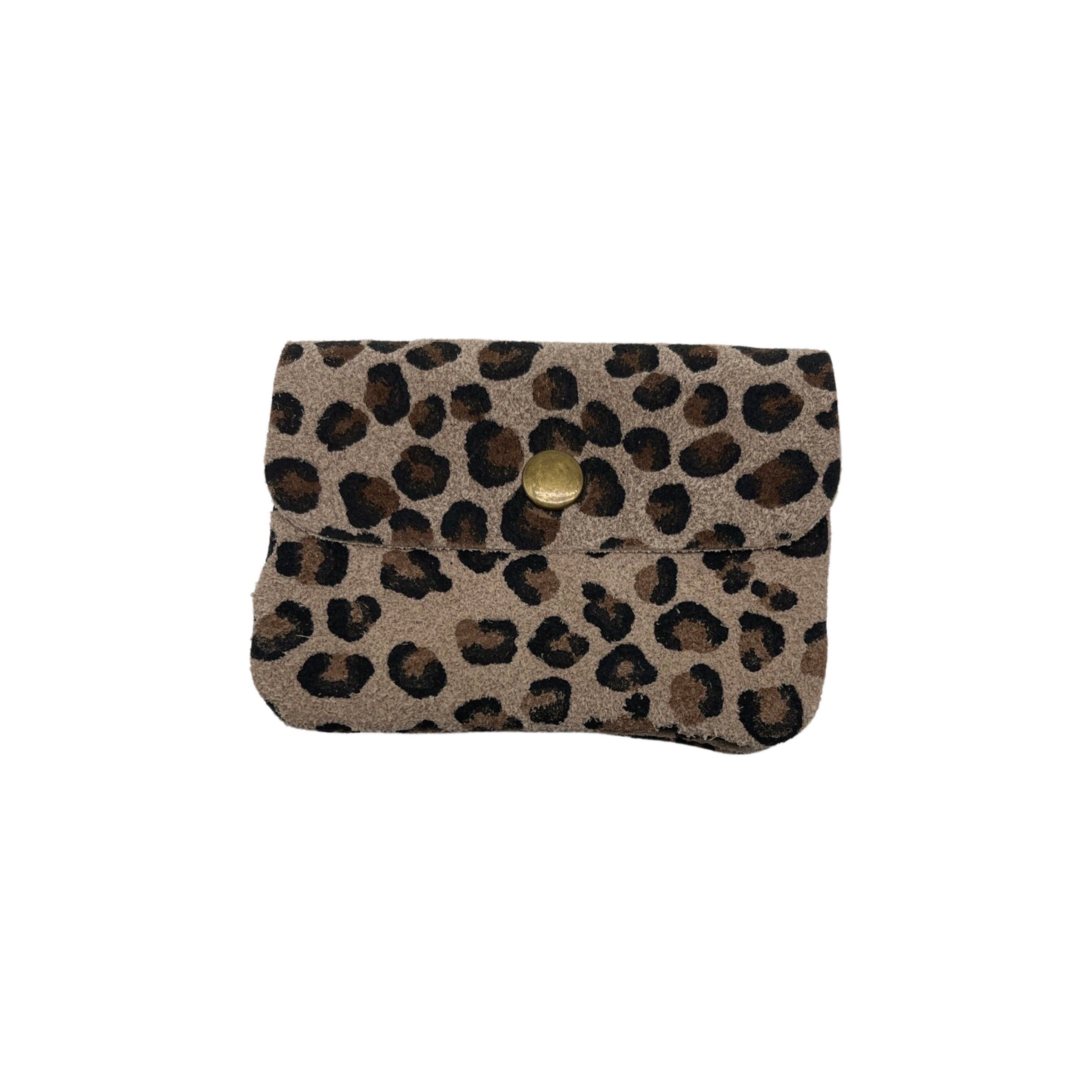 Small Leopard Suede Leather Coin Purse 11cm