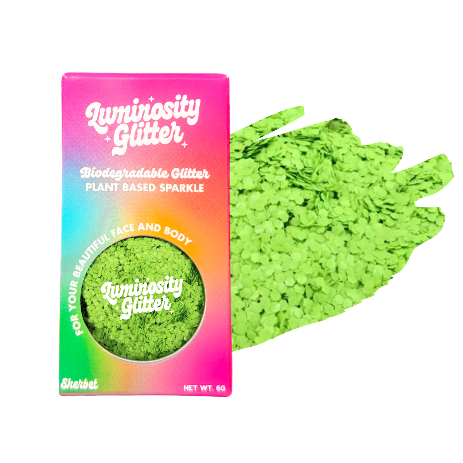 Limettengrüner, undurchsichtiger, grober Festivalglitter | Öko-Glitter für Gesicht und Körper | Bioglitter