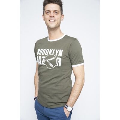 Brooklyn Razor T-shirt Logo Text Olive Green