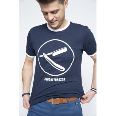 T-Shirt Brooklyn Razor Logo Bleu Marine