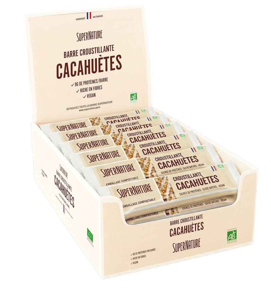 Display stand of 20 organic crunchy peanut bars