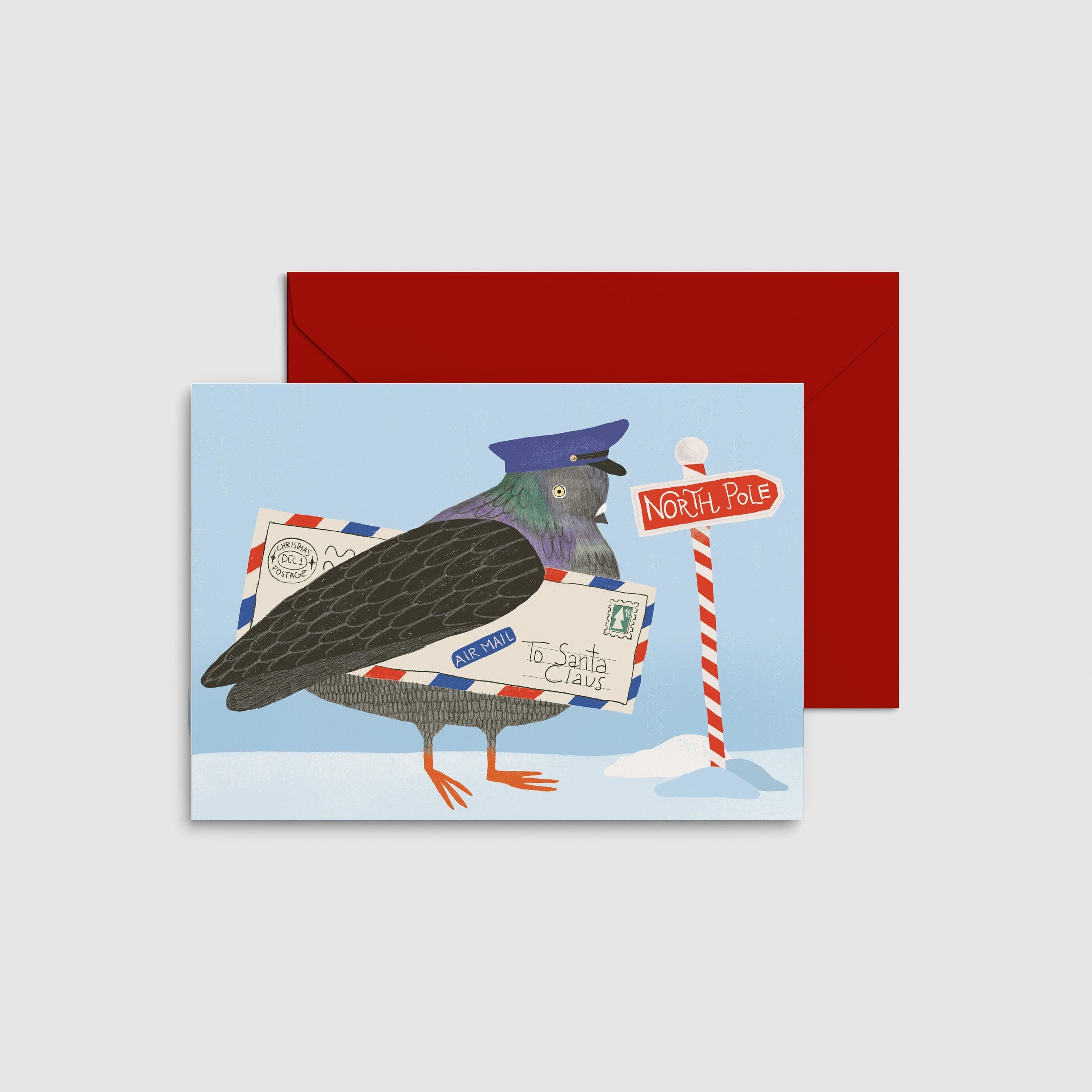 Postkarte „Nordpol-Taubenexpress“