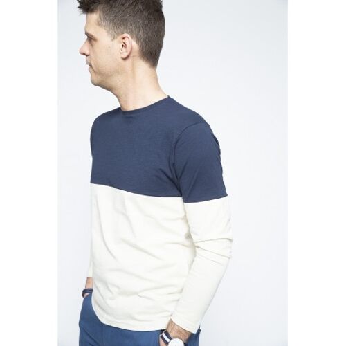 Long Sleeve White/Navy  Brooklyn Razor