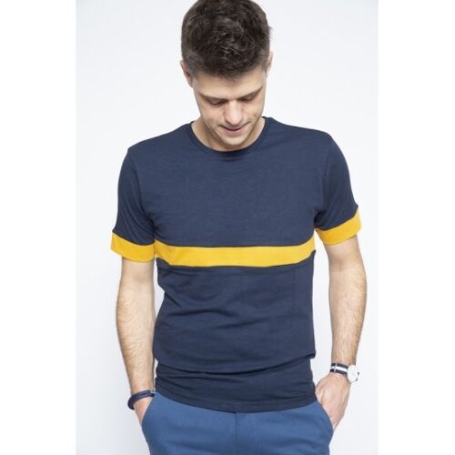 Brooklyn Razor T-shirt Navy Stripe Yellow