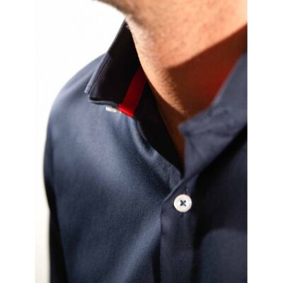 Brooklyn Razor Shirt Navy Blue with Red collar stripe