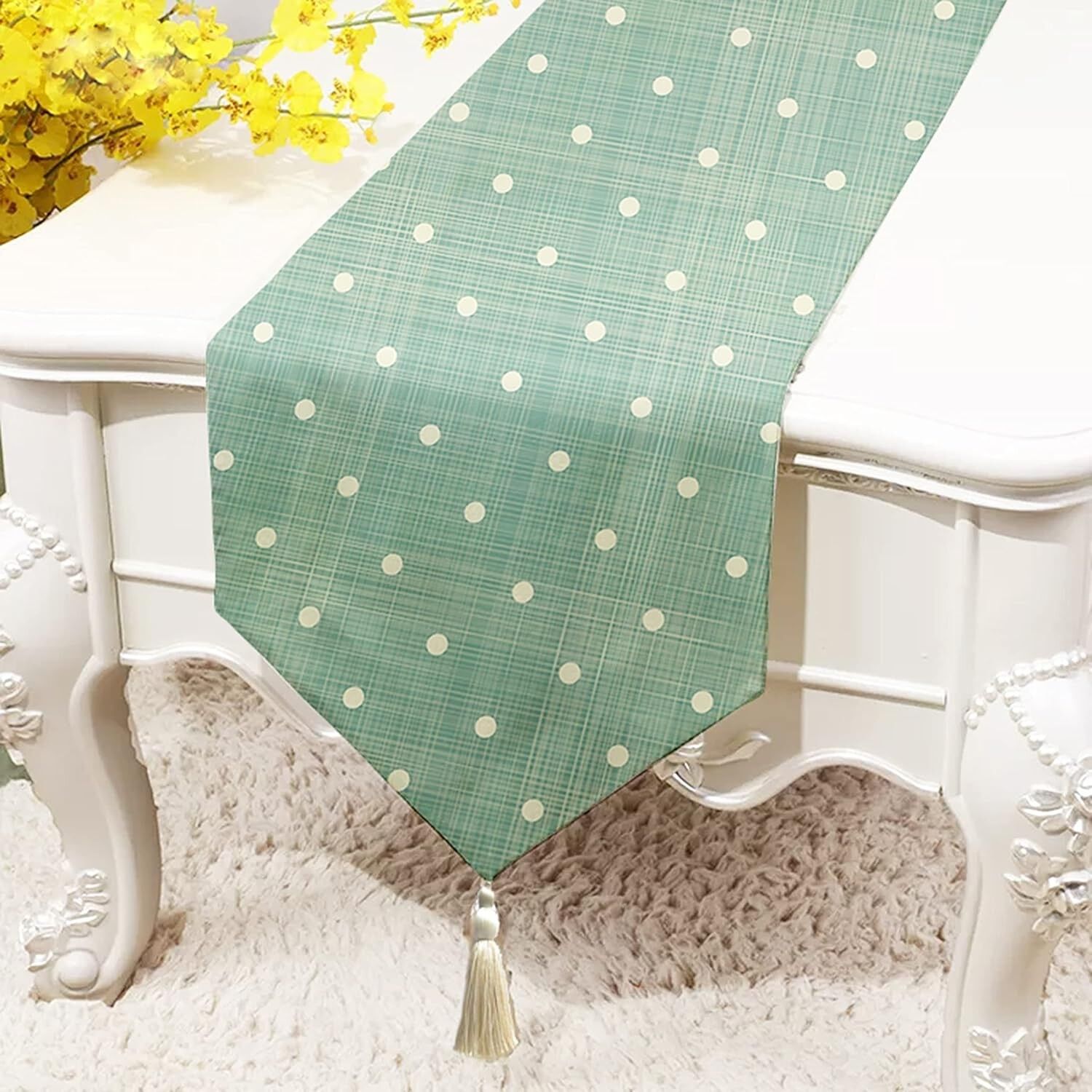 Tisch- und Bettläufer aus Baumwollmischgewebe mit Polka-Dots – 33 x 183 cm – Großhandel für Heimdekoration