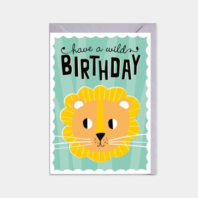 Tarjeta de cumpleaños - león salvaje