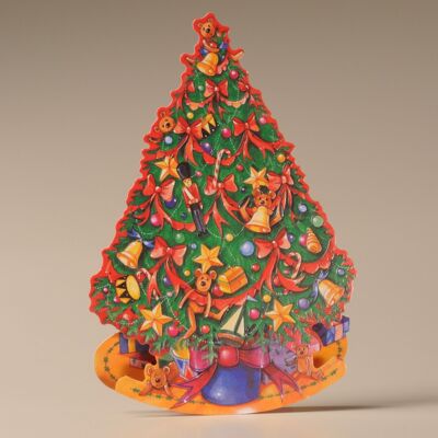 Biglietto a dondolo natalizio con albero decorato (DRC99226