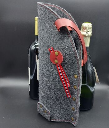 Porte-bouteilles-sac de transport pour vins et spiritueux. Adaptable à différentes largeurs de bouteilles et personnalisable.(drapeau norvégien) 6