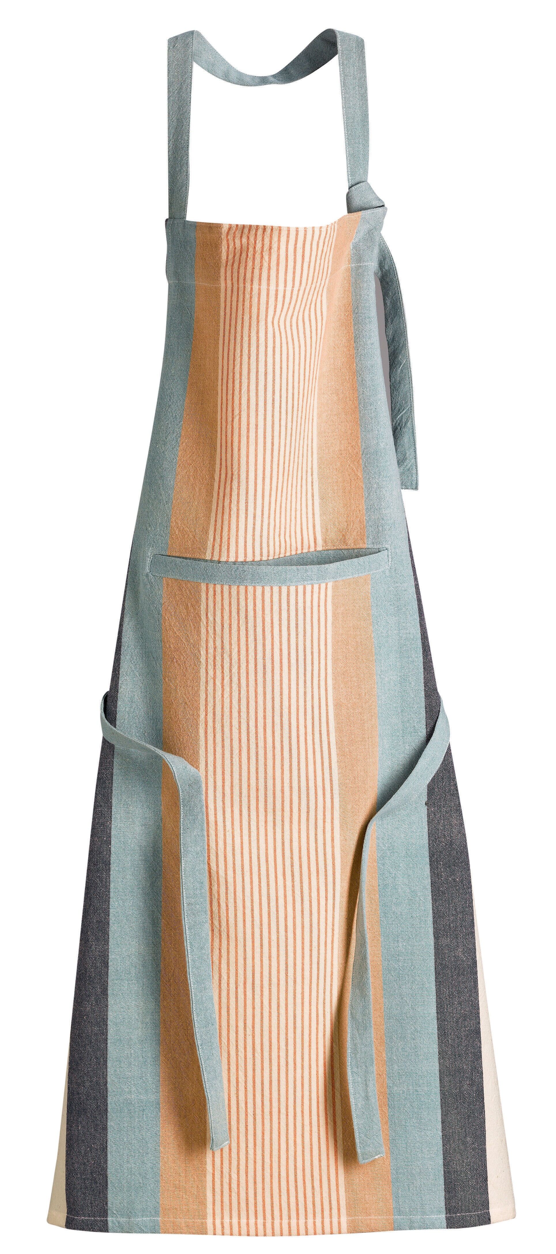 Yuna recycled kitchen apron with pocket, Azur, 72 x 85