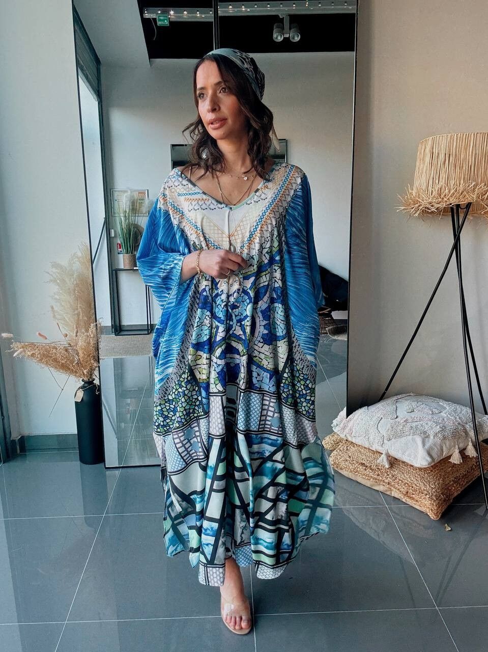 Robe Longue Bohème – Imprimé Graphique Multicolore