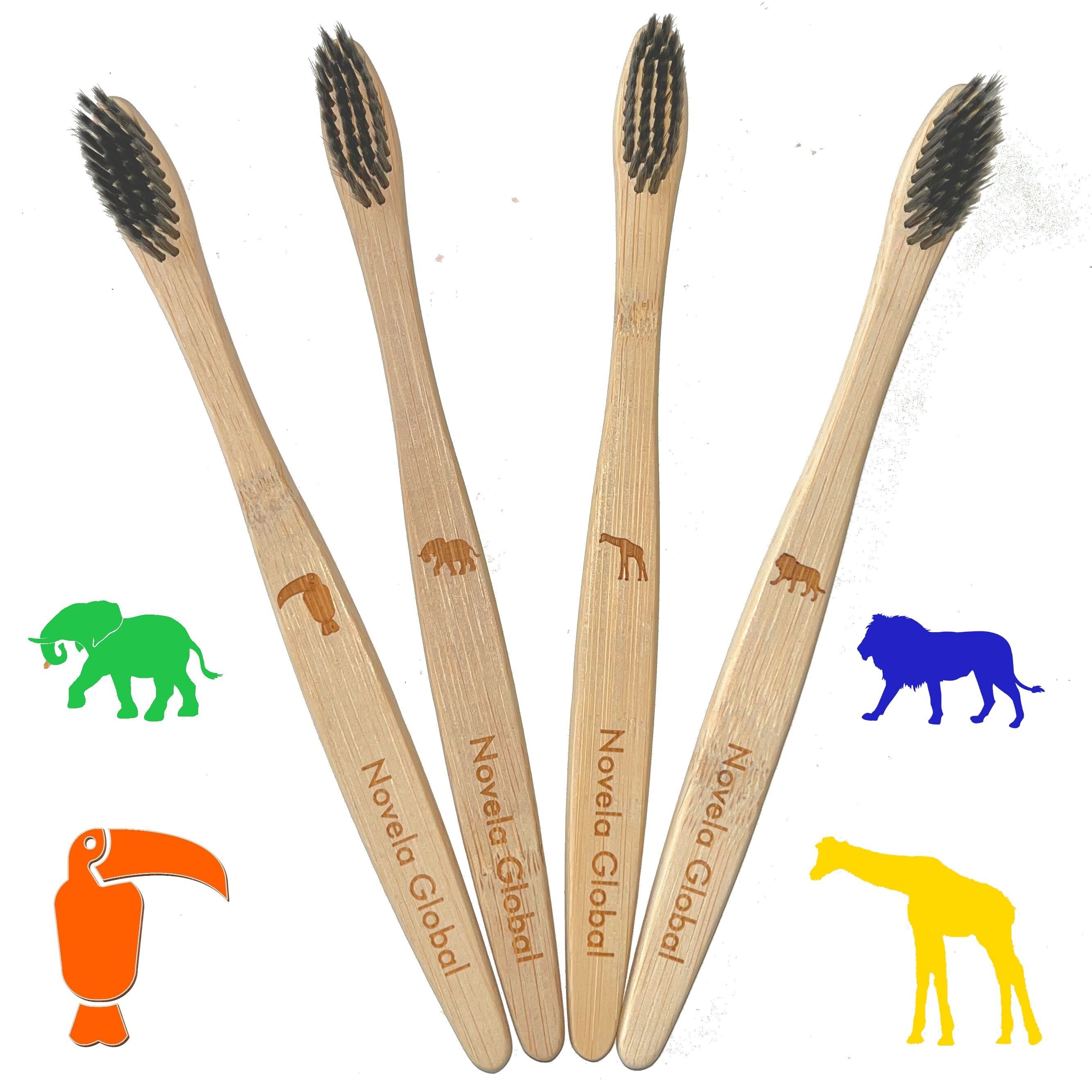 Jungle Novela Global Bamboo Toothbrushes, Pack of 20 - 4 Personalized Animals