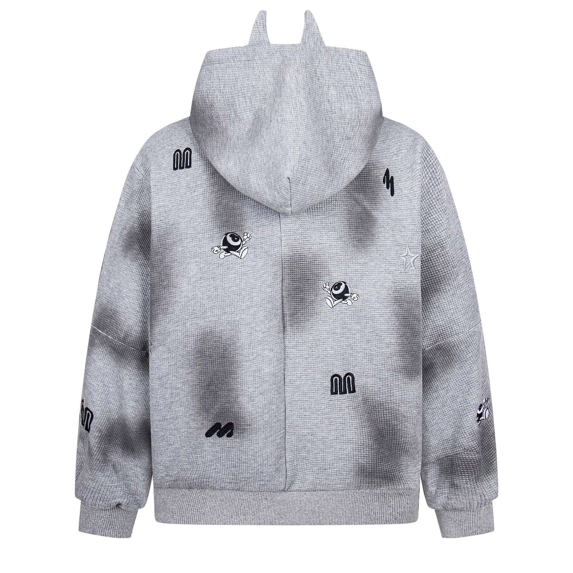 Buy wholesale Distressed Letter Zip Hoodie - Loose Fit