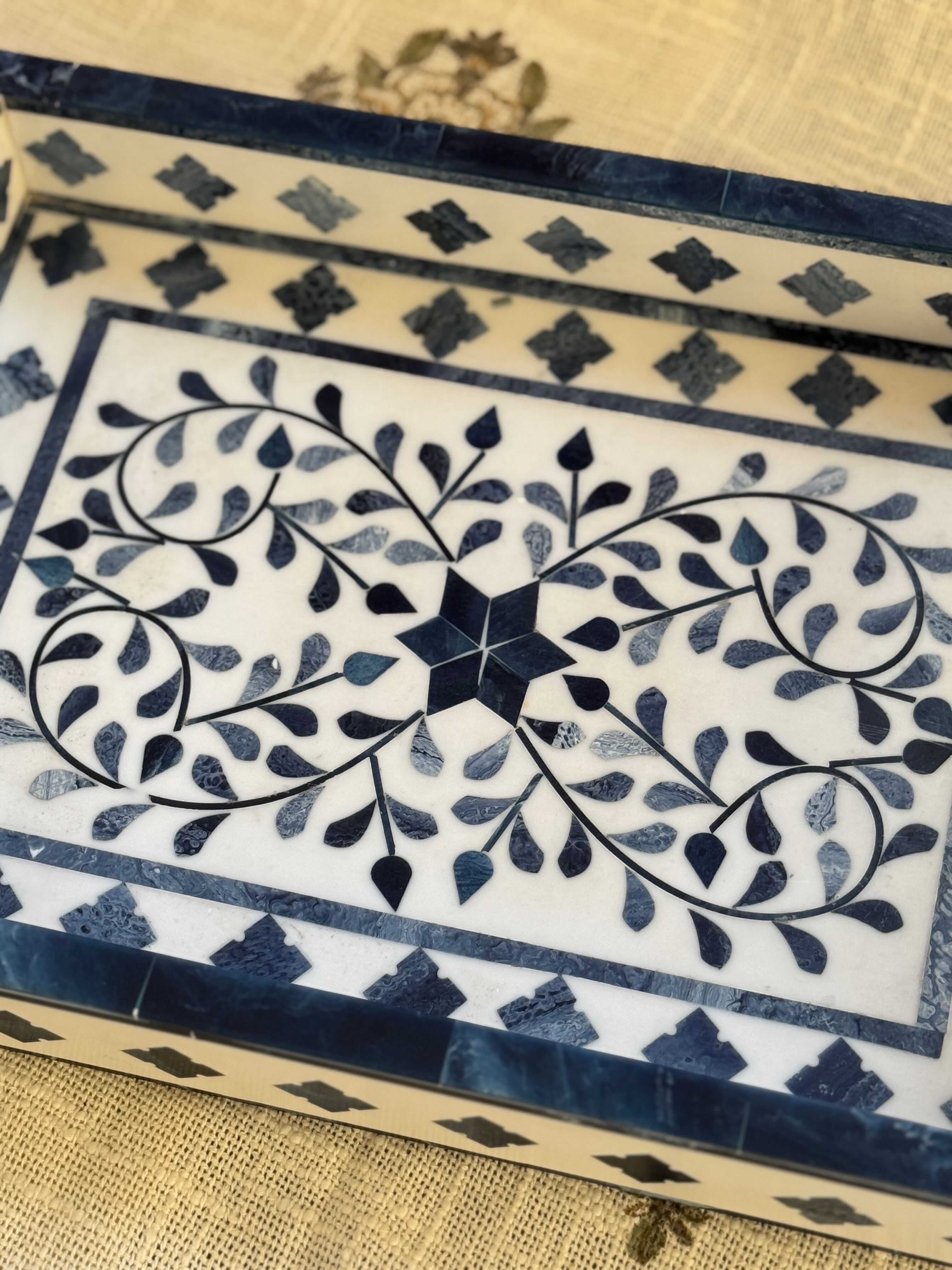 Heritage Inlay Wood Serving Tray (14 X 10 X 2 Inches)