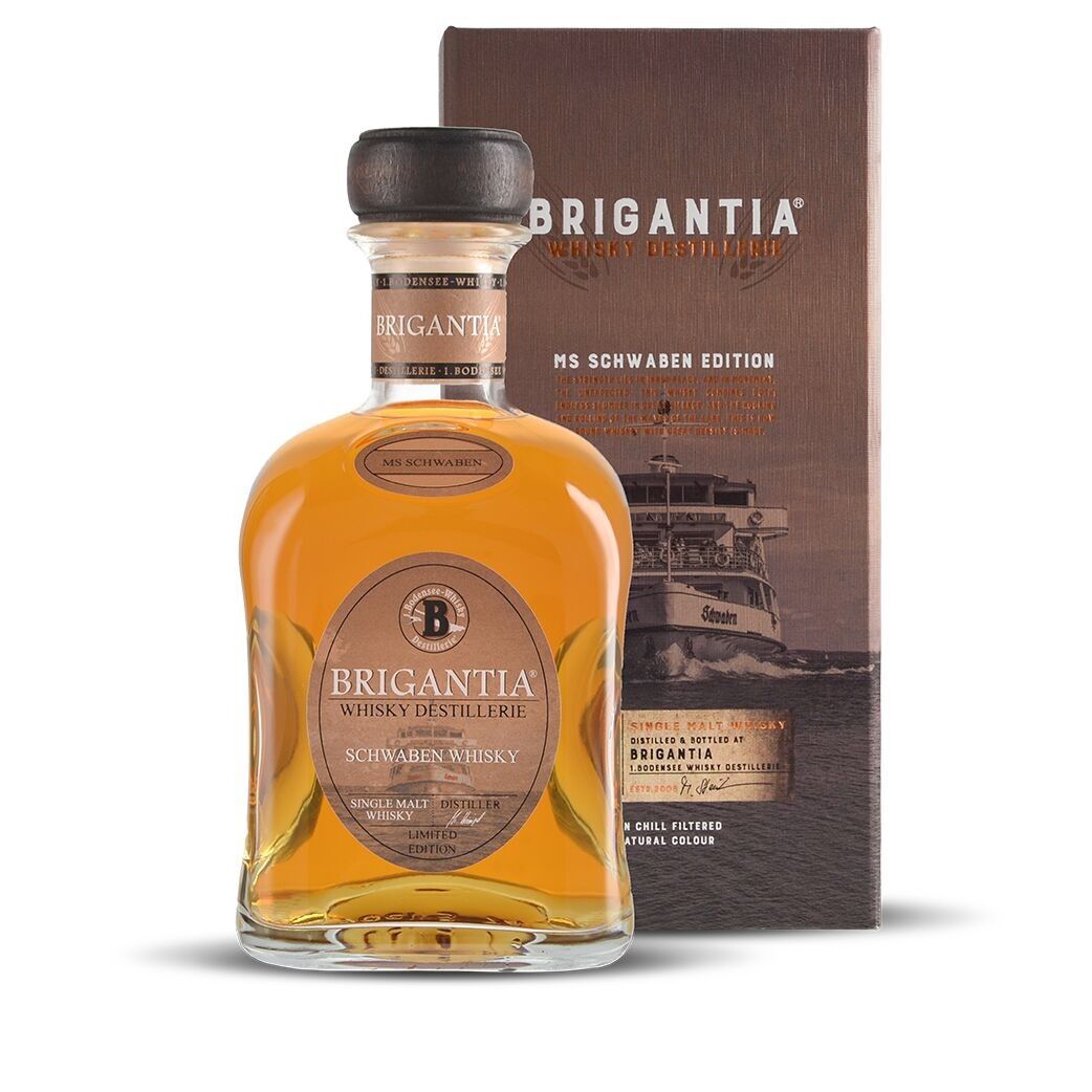 Whisky Brigantia® MS Schwaben con caja, whisky puro de malta, 700ml | 45% vol.