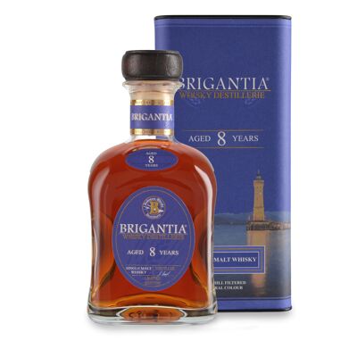 Brigantia® Aged 8 Years con lata, whisky puro de malta, 700ml | 44% vol.
