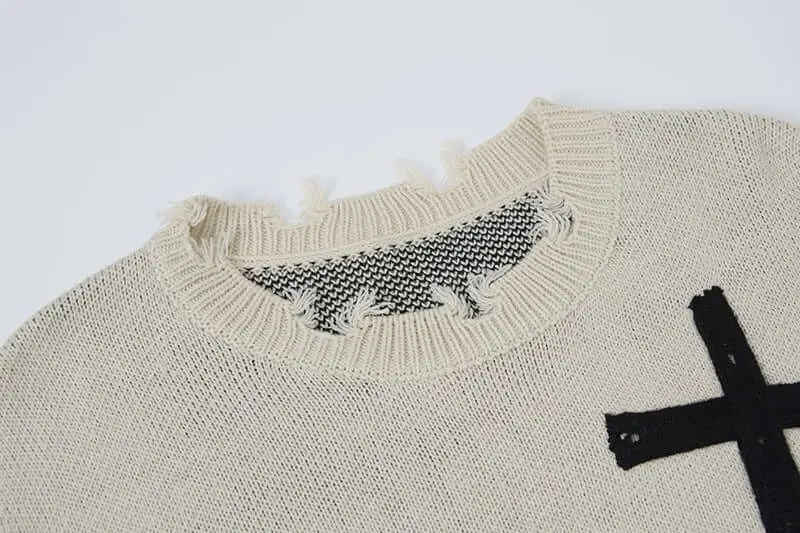 Buy wholesale Cross Jacquard Knit Sweater – Loose Fit