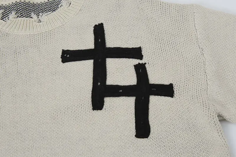 Buy wholesale Cross Jacquard Knit Sweater – Loose Fit