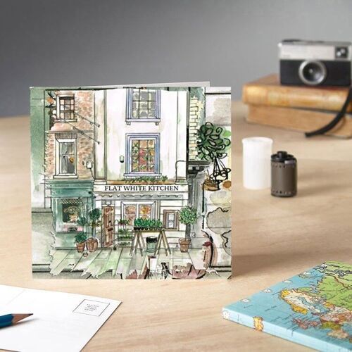 Flat White kitchen Greetings Card