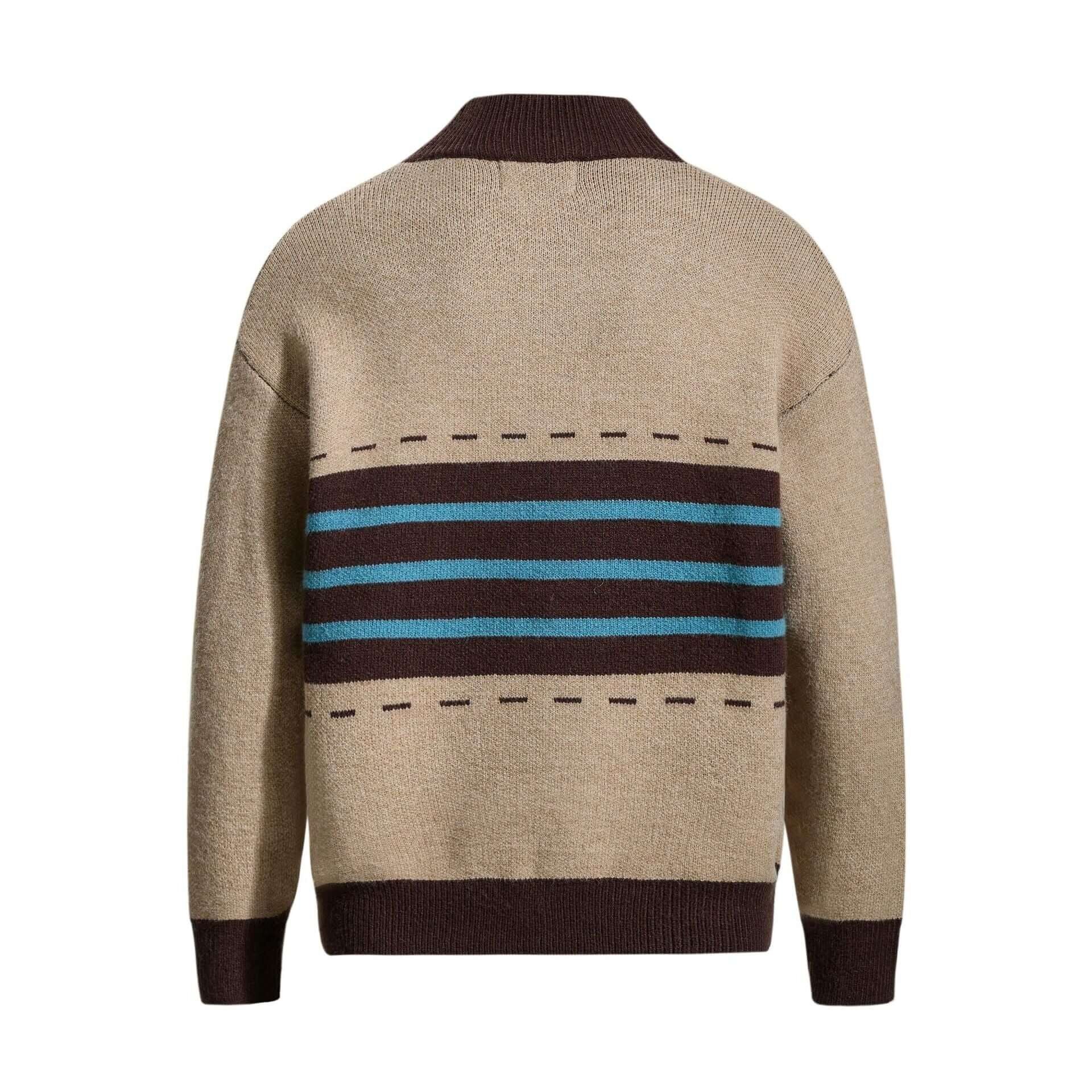 Buy wholesale High Neck Stripe Jacquard Cardigan
