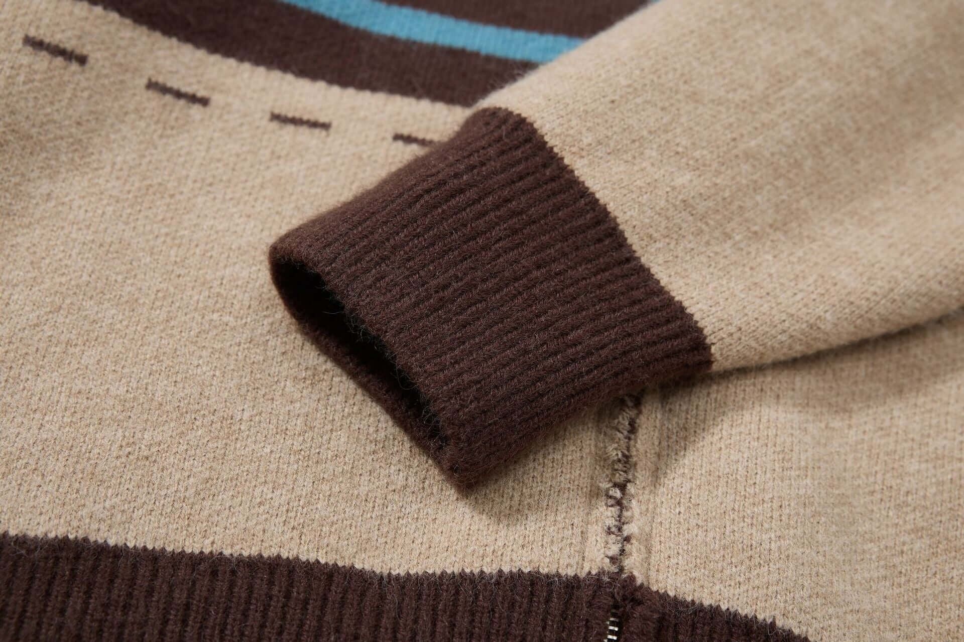 Buy wholesale High Neck Stripe Jacquard Cardigan