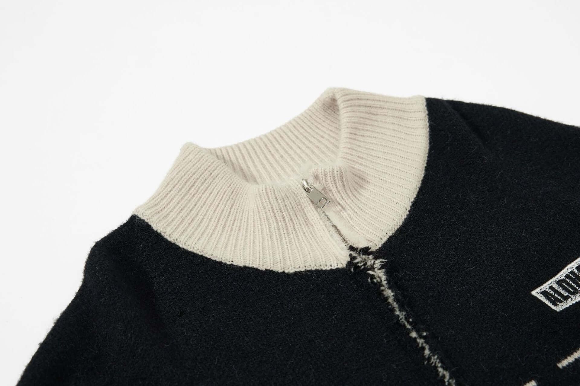 Buy wholesale High Neck Stripe Jacquard Cardigan