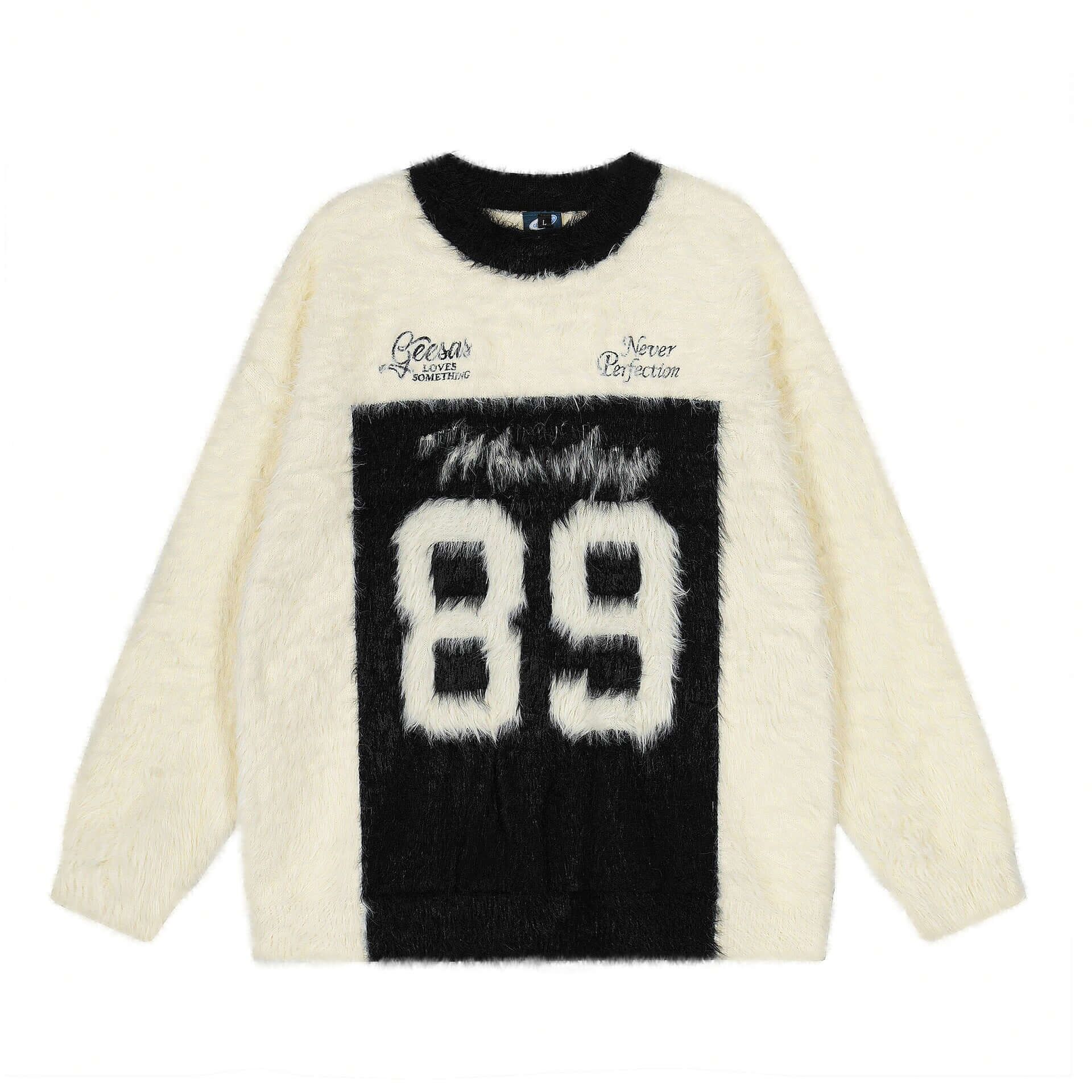 Fleece Letter Pullover Sweater – Loose Fit