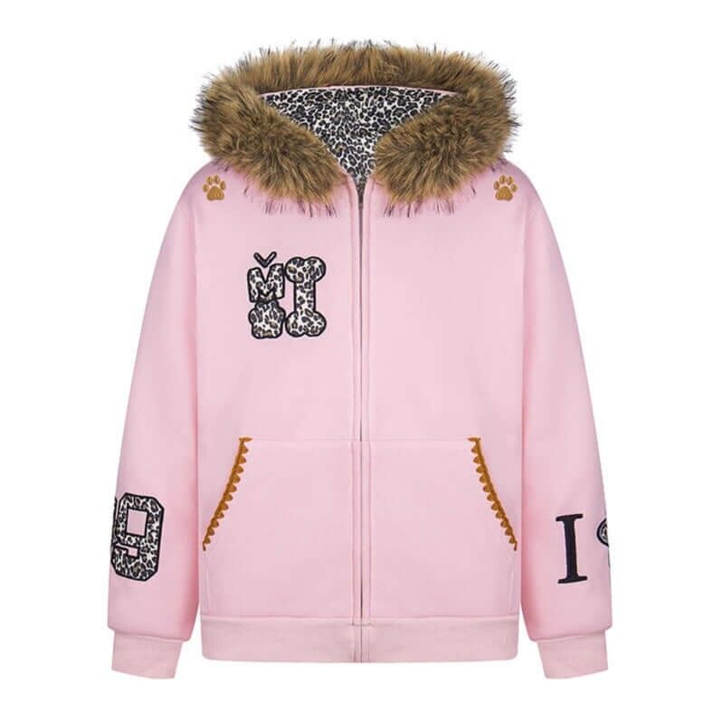 Fleece Lined Leopard Ears Hoodie