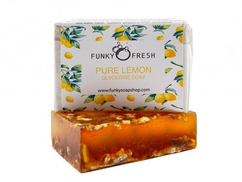 Pure Lemon Glycerine Soap infused with Lemon Peel, 100% Natural & Handmade, 95g