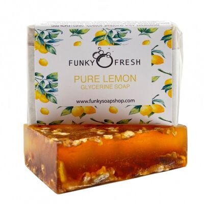 Pure Lemon Glycerine Soap infused with Lemon Peel, 100% Natural & Handmade, 95g