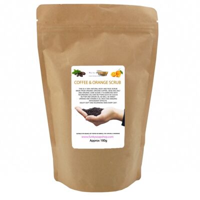 Scrub corpo e viso caffè e arancia, 100% naturale e fatto a mano, 180 g