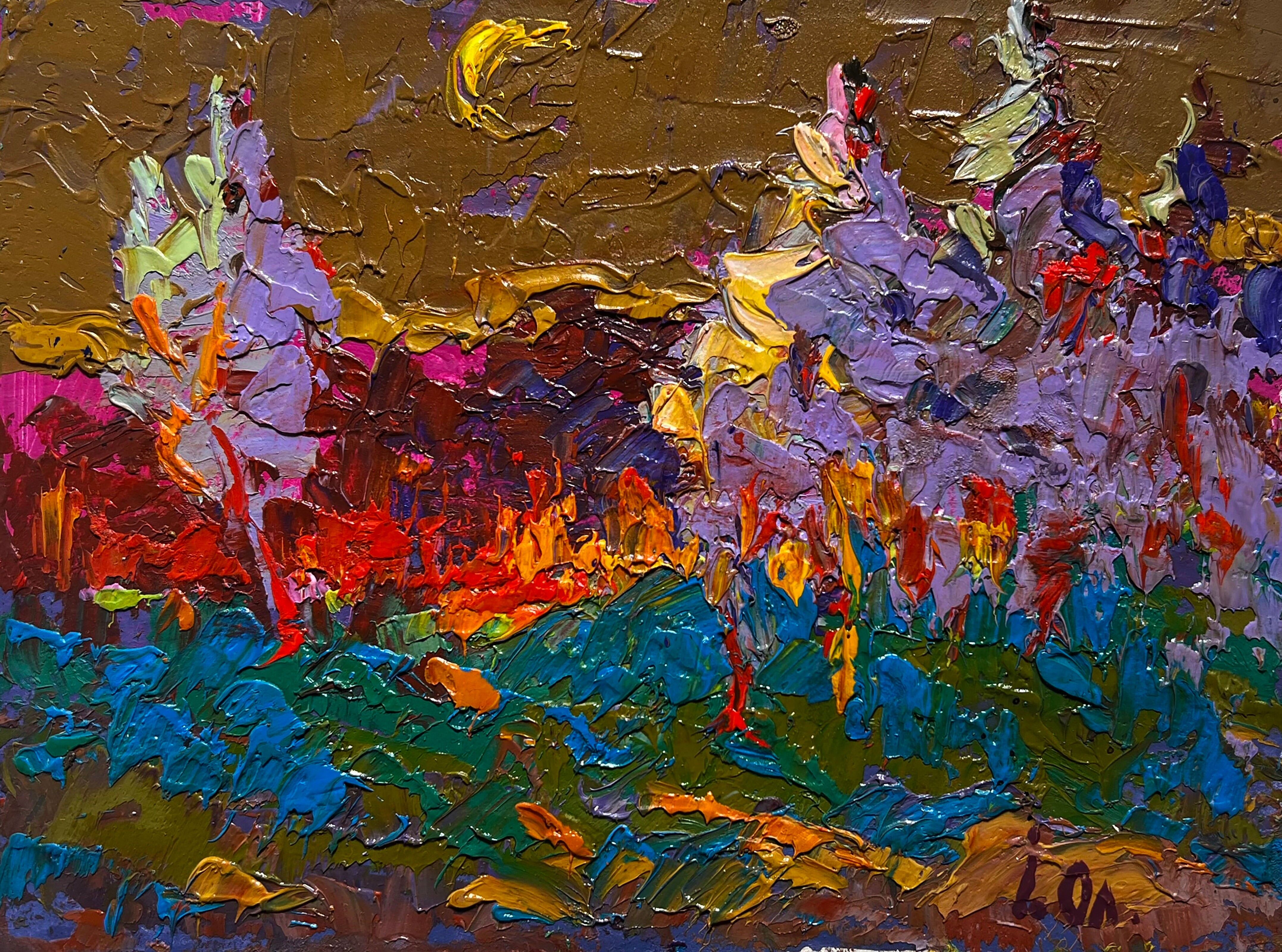 Pintura al óleo Luna en el cielo Oleksiy Ivanyuk 15x20cm