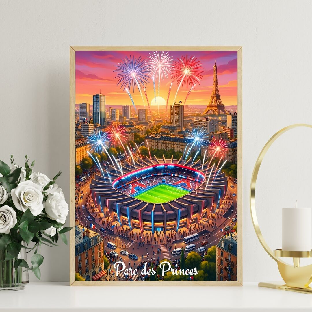 Póster A4 o A2 / Póster "Parque de los Príncipes de noche" para fans o regalo