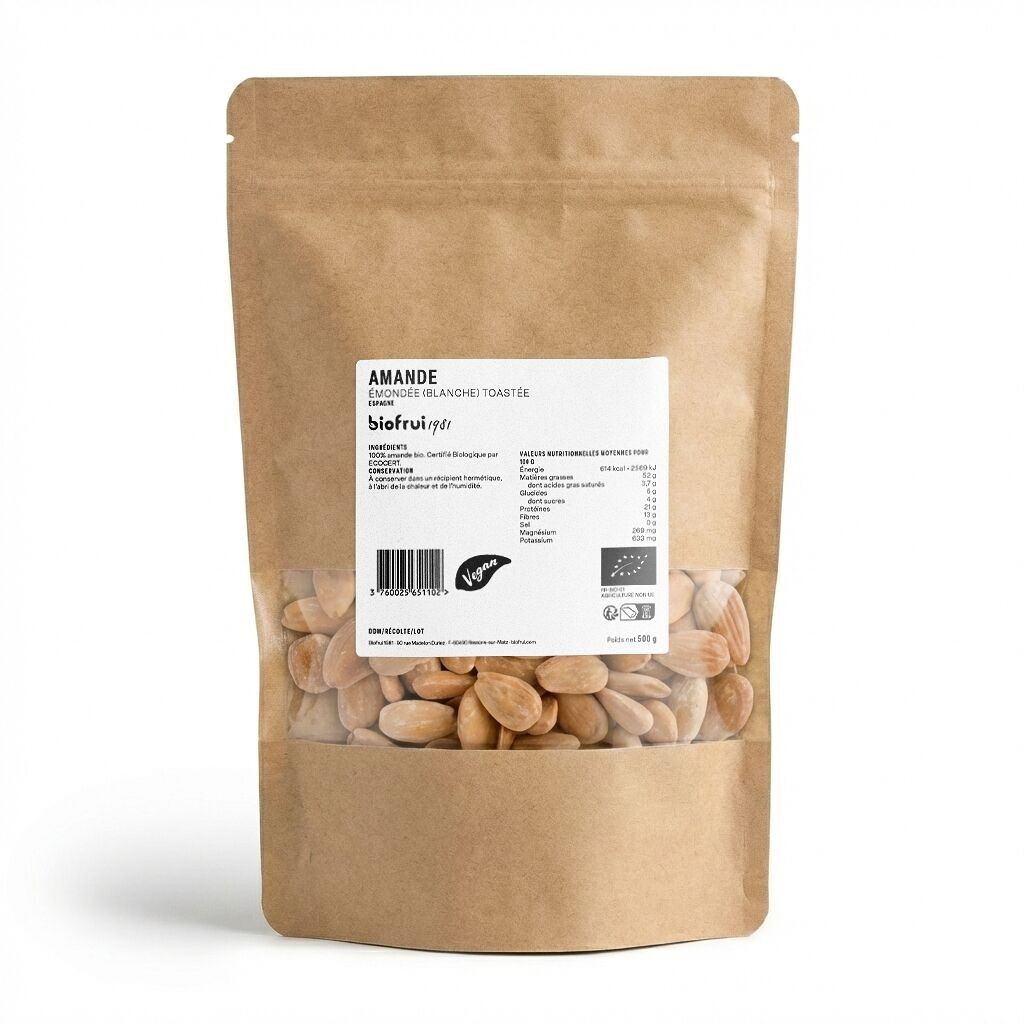 Amande d'Espagne émondée (blanche) toastée | Sachet zip 500 g